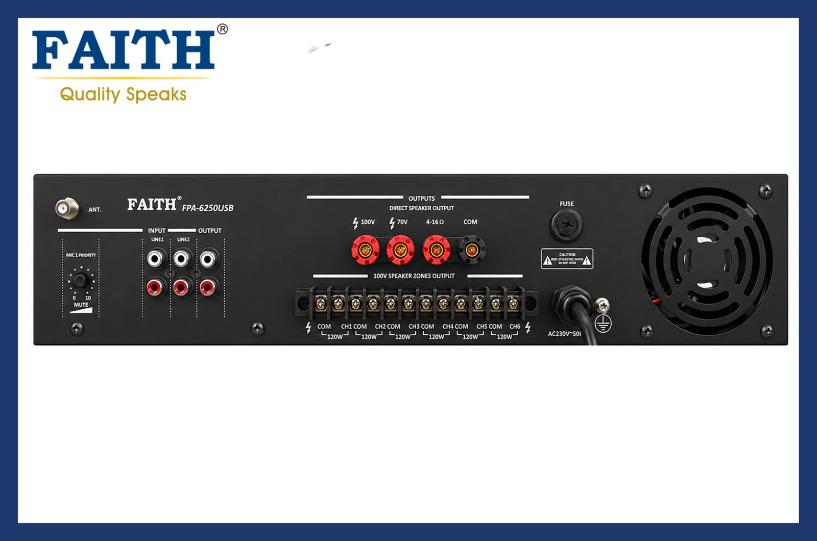 FAITH FPA-6250USB - 6 ZONE 250 WATTS